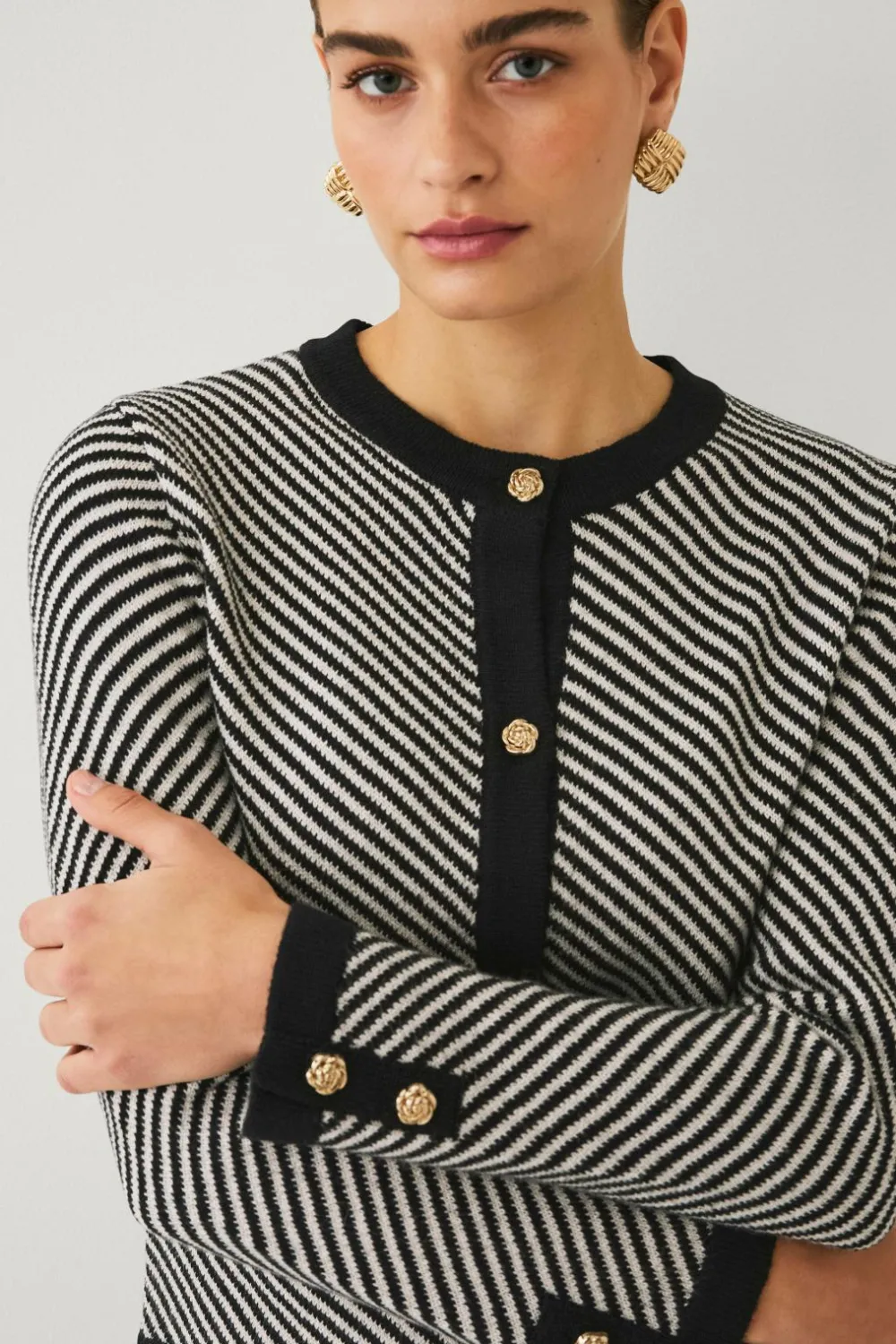 Ellos Trøjer & Cardigans>Collection Cardigan med striber Sort