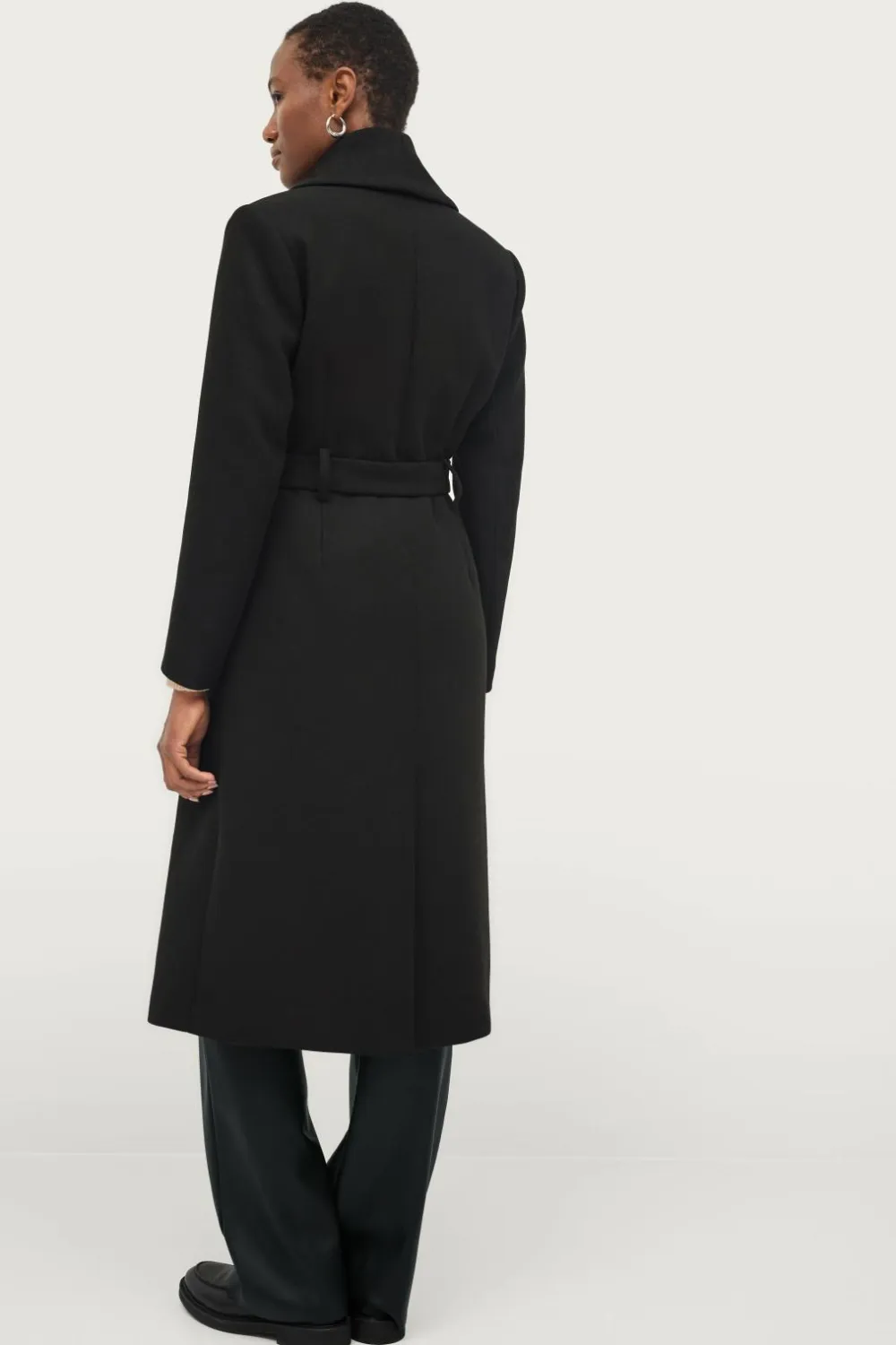 Ellos Collection Dobbeltradet frakke med sjalskrave Sort Online