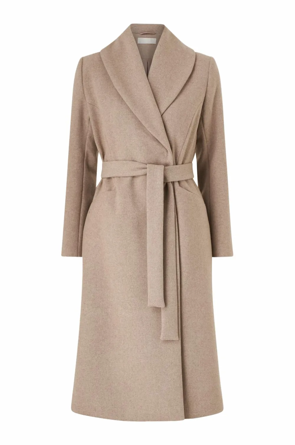 Ellos Collection Dobbeltradet frakke med sjalskrave Beige New