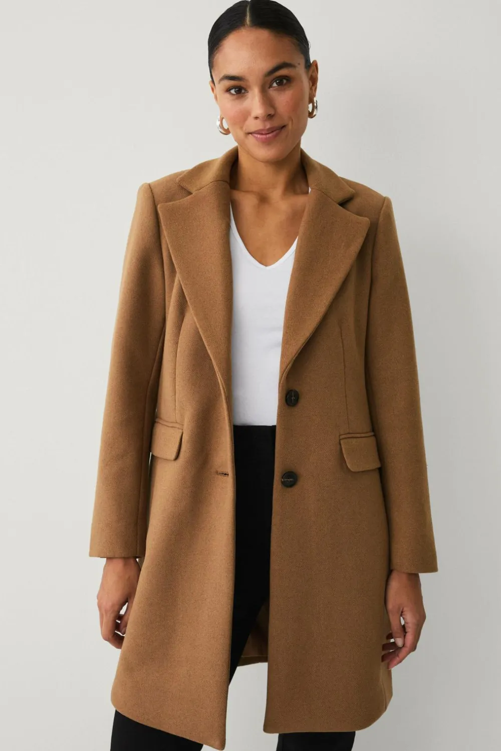 Ellos Collection Enkeltradet uldfrakke Brun Clearance