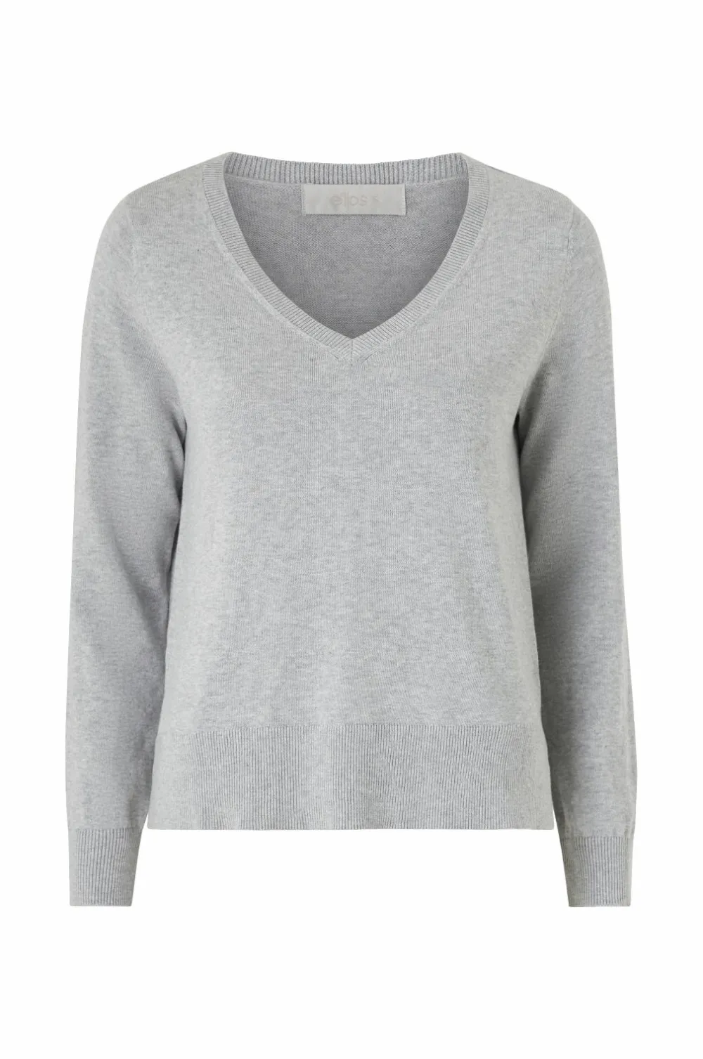 Ellos Basistøj|Trøjer & Cardigans>Collection Finstrikket trøje med v-hals Lys gråmeleret