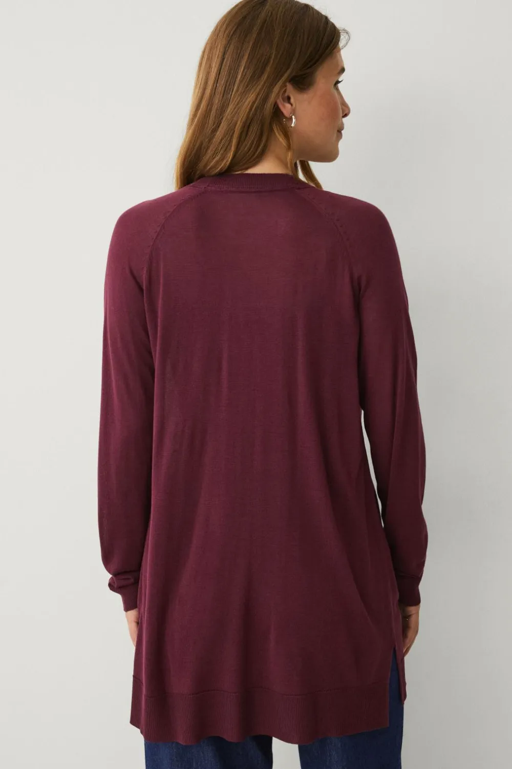 Ellos Basistøj>Collection Fintstrikket cardigan Vinrød