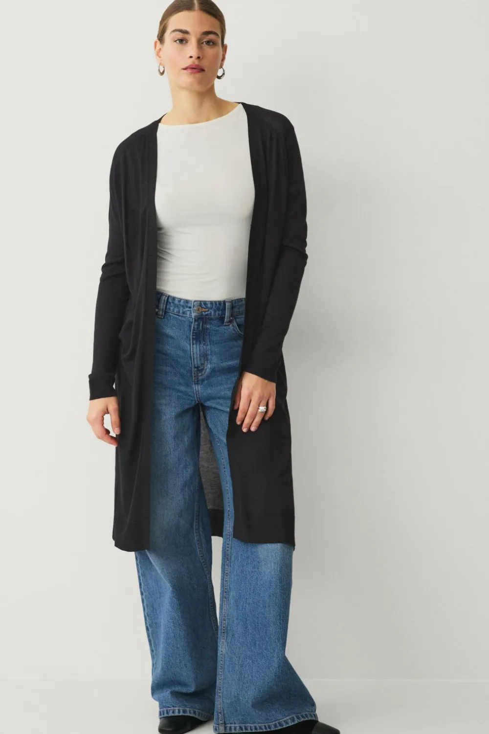 Ellos Basistøj|Trøjer & Cardigans>Collection Fintstrikket cardigan Sort
