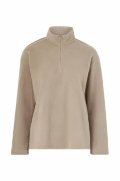 Ellos Collection Fleecetrøje med halv lynlås Beige