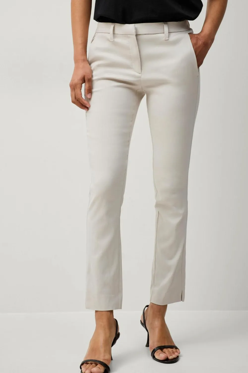 Ellos Collection Flexy Slim fit bukser i superstretch Creme Outlet