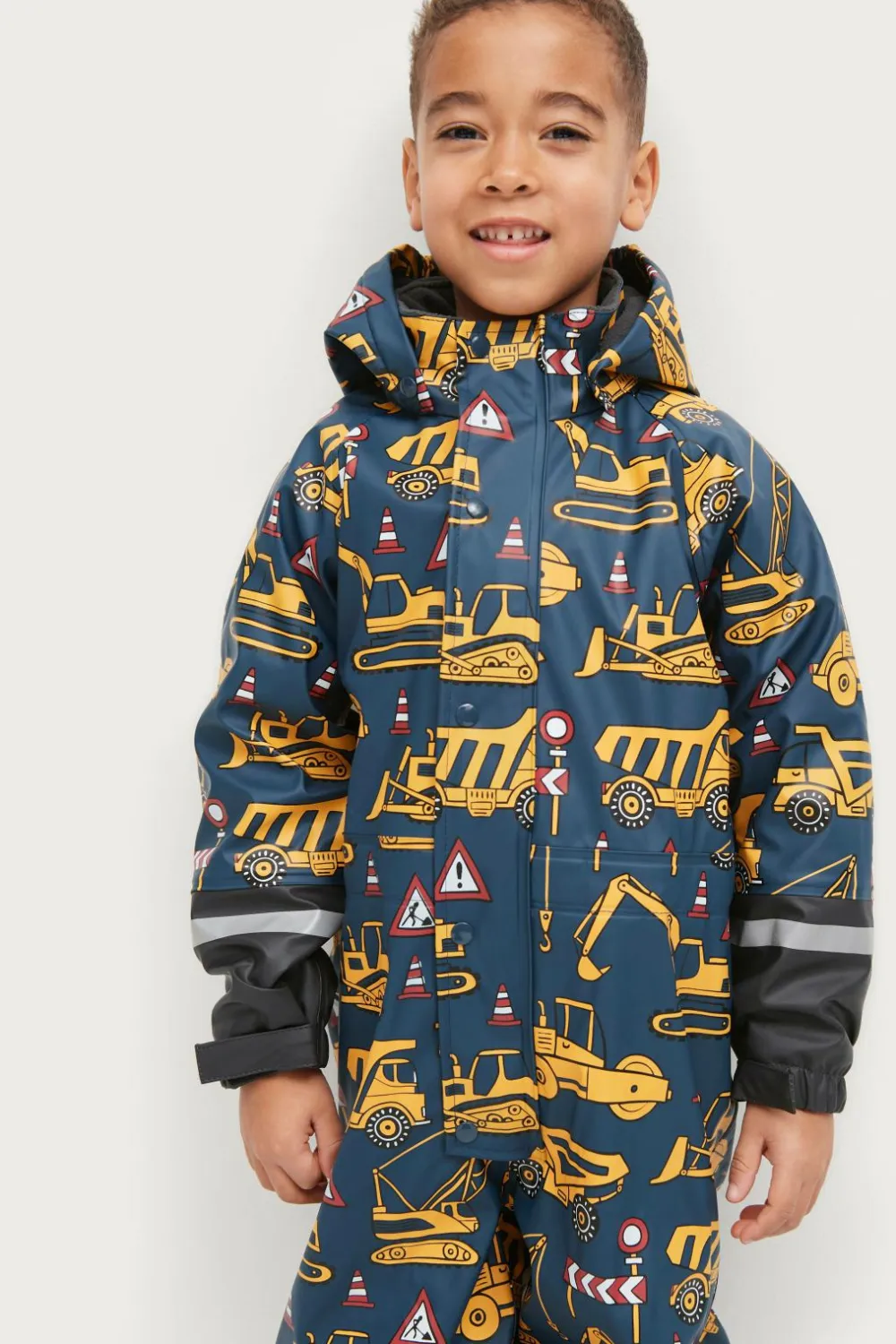 Ellos Collection Fleeceforet regnheldragt Regna Blå mønstret lastbiler Discount