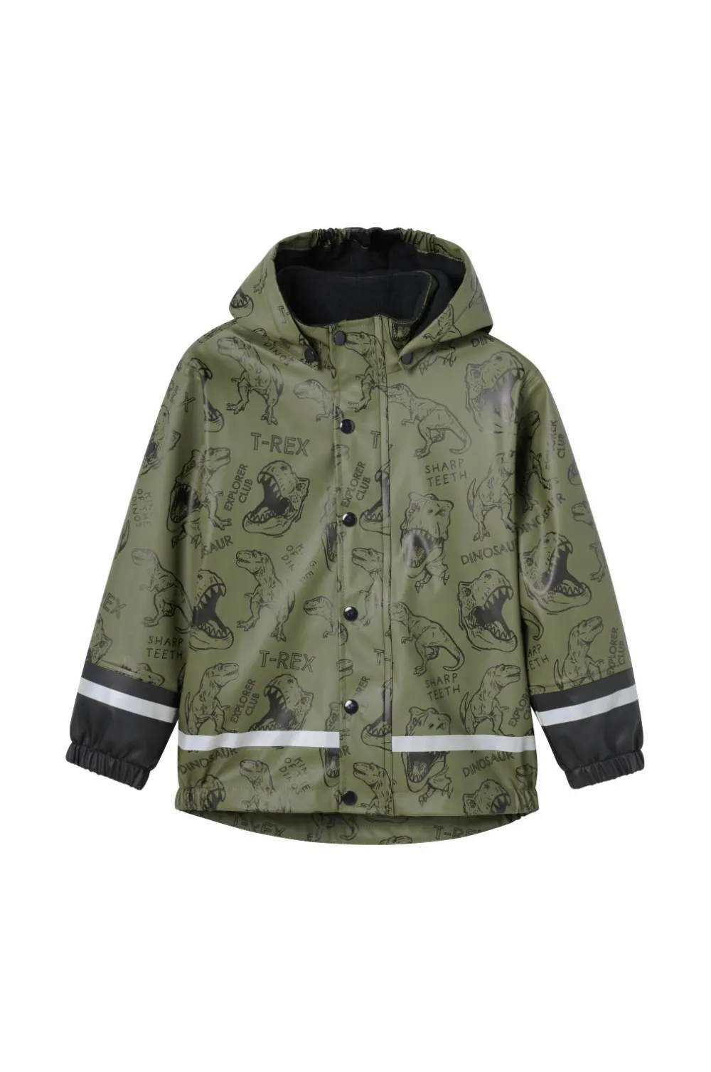 Ellos Collection Fleeceforet regnfrakke Grøn dino mønstret Discount