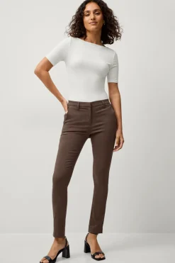 Ellos Collection Flexy Slim fit bukser i superstretch Mrkbrun Discount