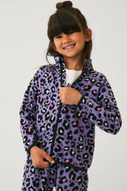 Ellos Trøjer & Cardigans>Collection Fleecetrøje lilla tigermønstret