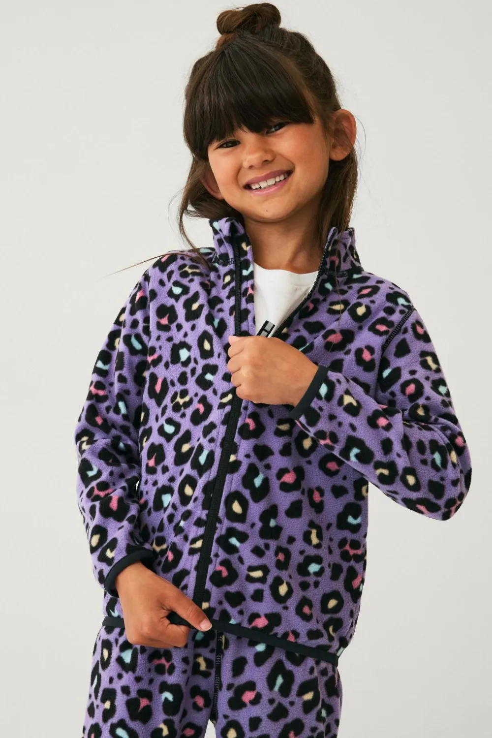 Ellos Trøjer & Cardigans>Collection Fleecetrøje lilla tigermønstret