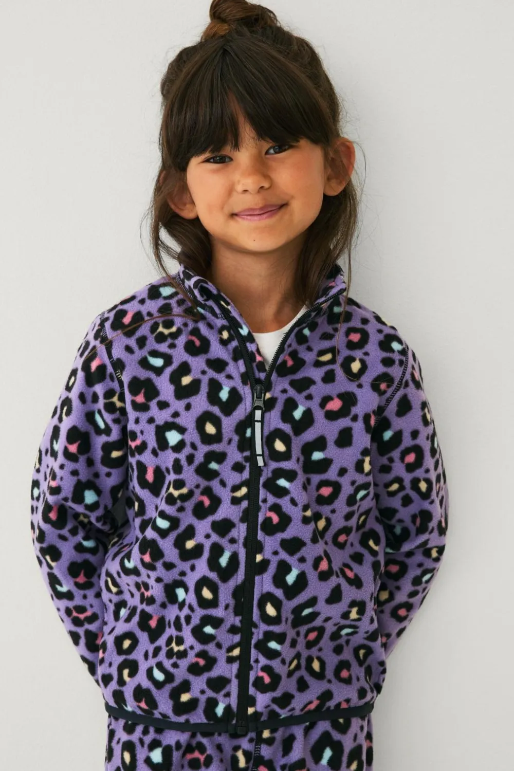 Ellos Trøjer & Cardigans>Collection Fleecetrøje lilla tigermønstret