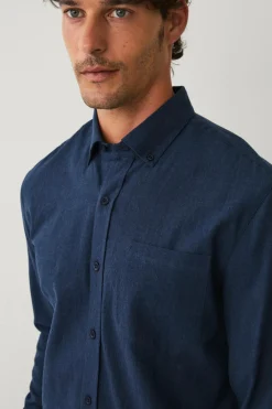 Ellos Collection Flonnelskjorte Mørkeblå melange Discount