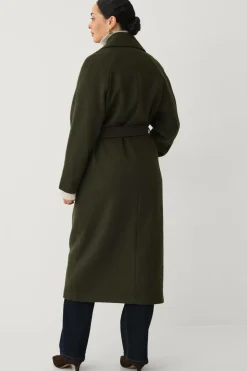 Ellos Collection Frakke med bindebælte grøn Outlet