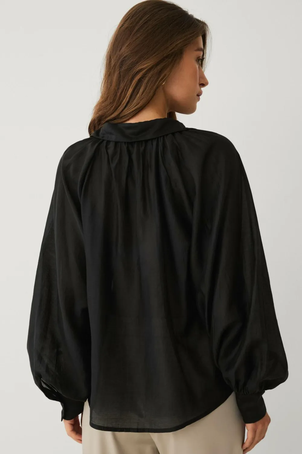 Ellos Skjorter & Bluser>Collection Gennemsigtig bluse med v-hals sort