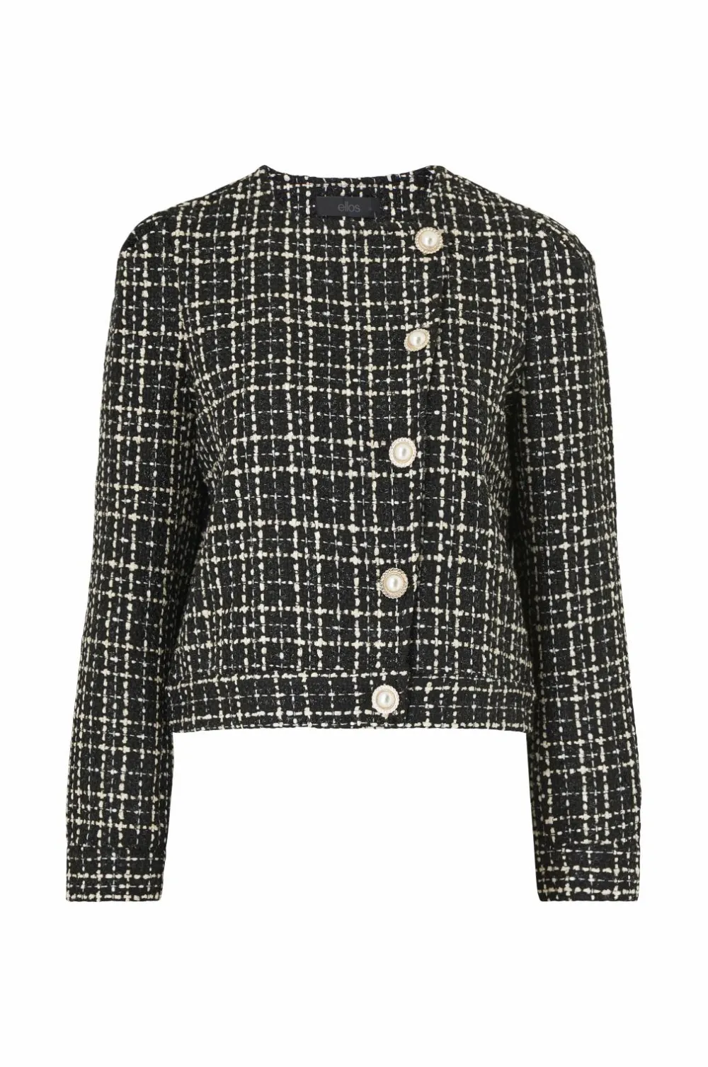 Ellos Blazere & Veste>Collection Habitjakke med perleknaper Sort/hvid