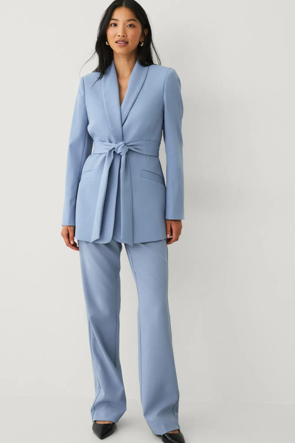 Ellos Blazere & Veste>Collection Habitjakke med slips og sjalskrave Blå