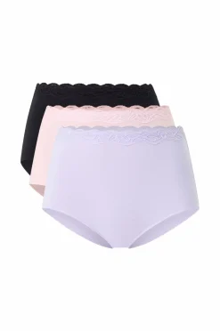 Ellos Trusser>Collection Højtaljede trusser 3-pak Sort rosa lilla solid