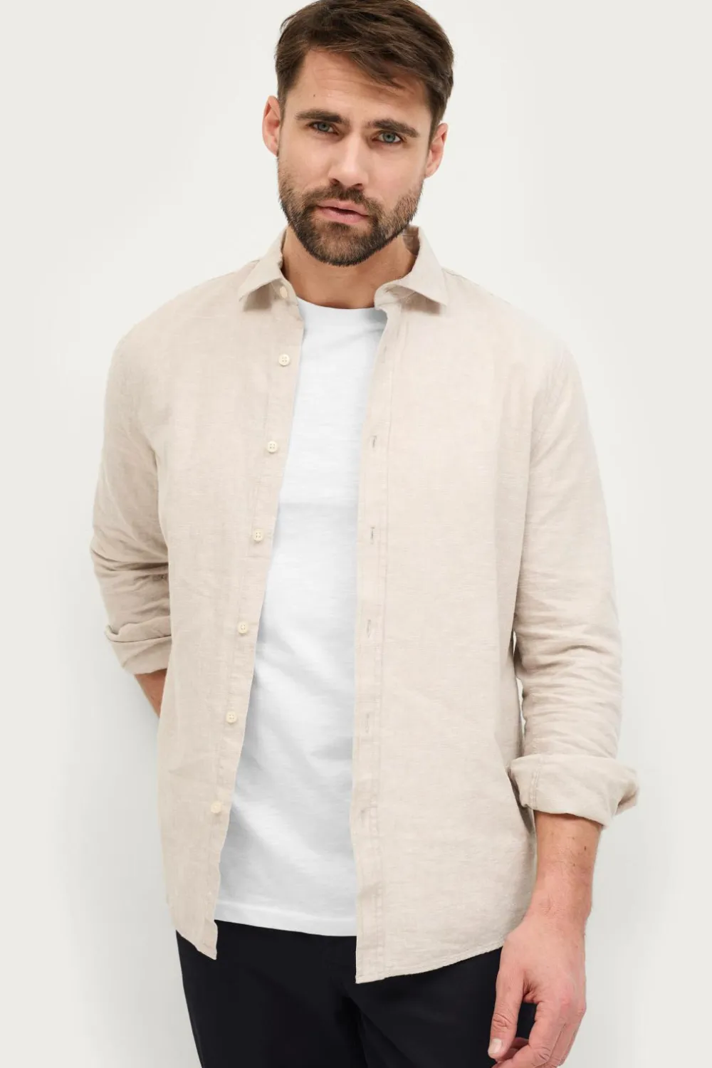 Ellos Skjorter>Collection Hørskjorte Beige melange