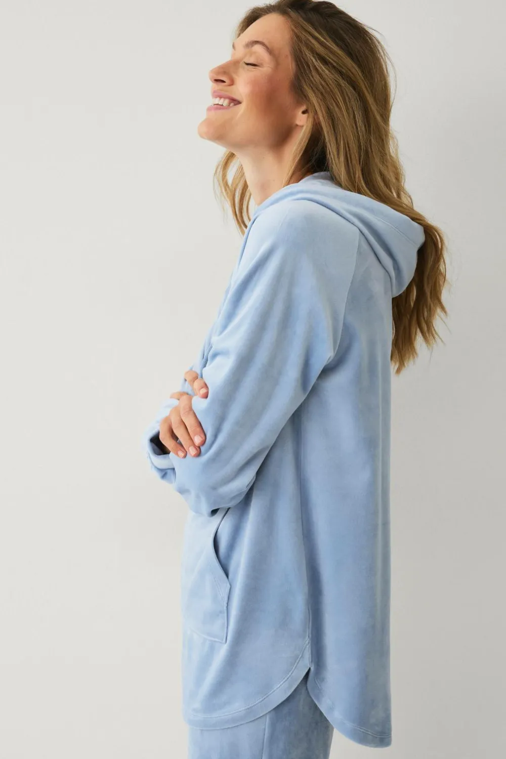 Ellos Loungewear & Homewear|Sweatshirts & Hoodies>Collection Hættetrøje i velour lyseblå
