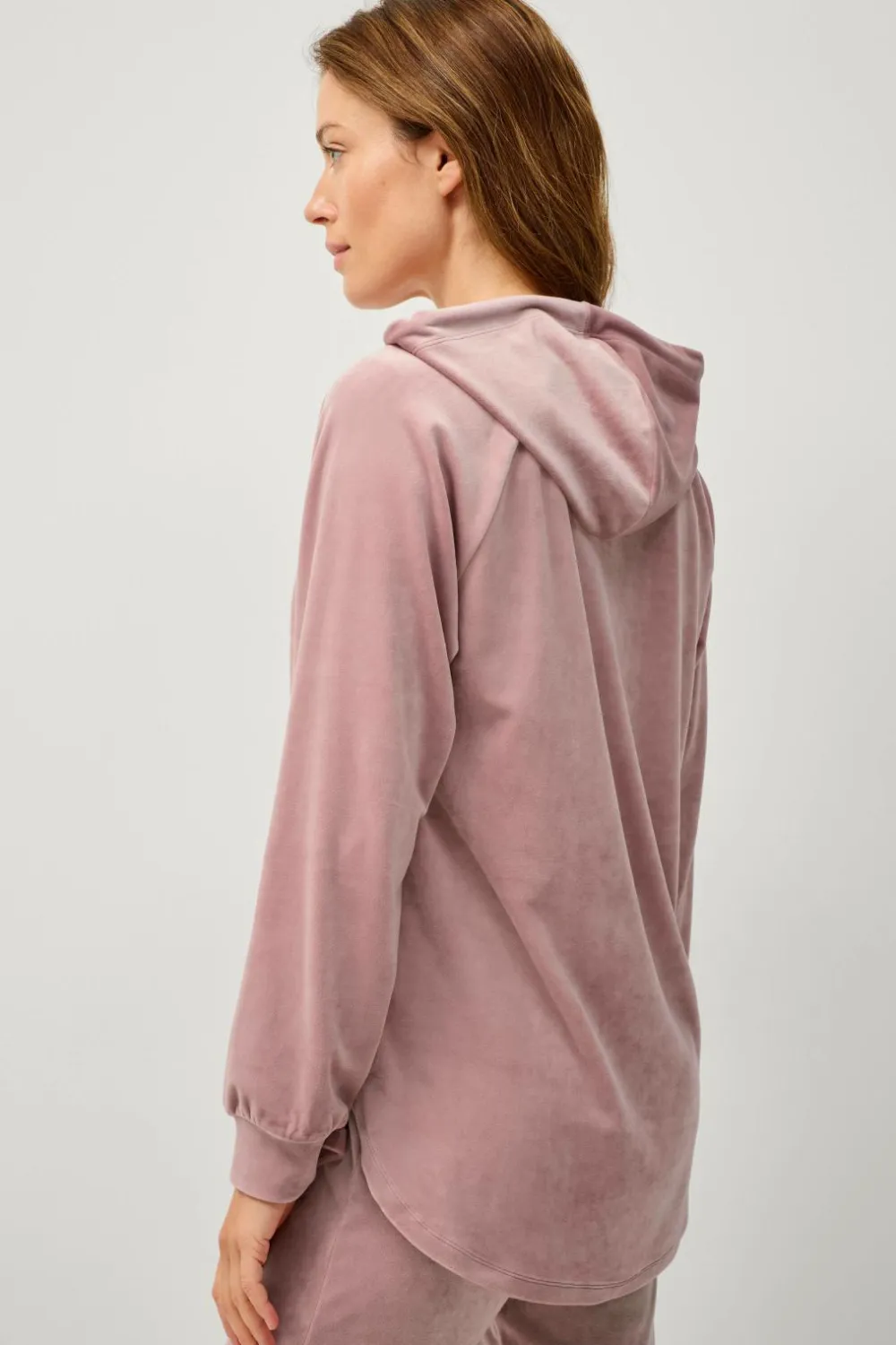 Ellos Collection Hættetrøje i velour Rosa Sale