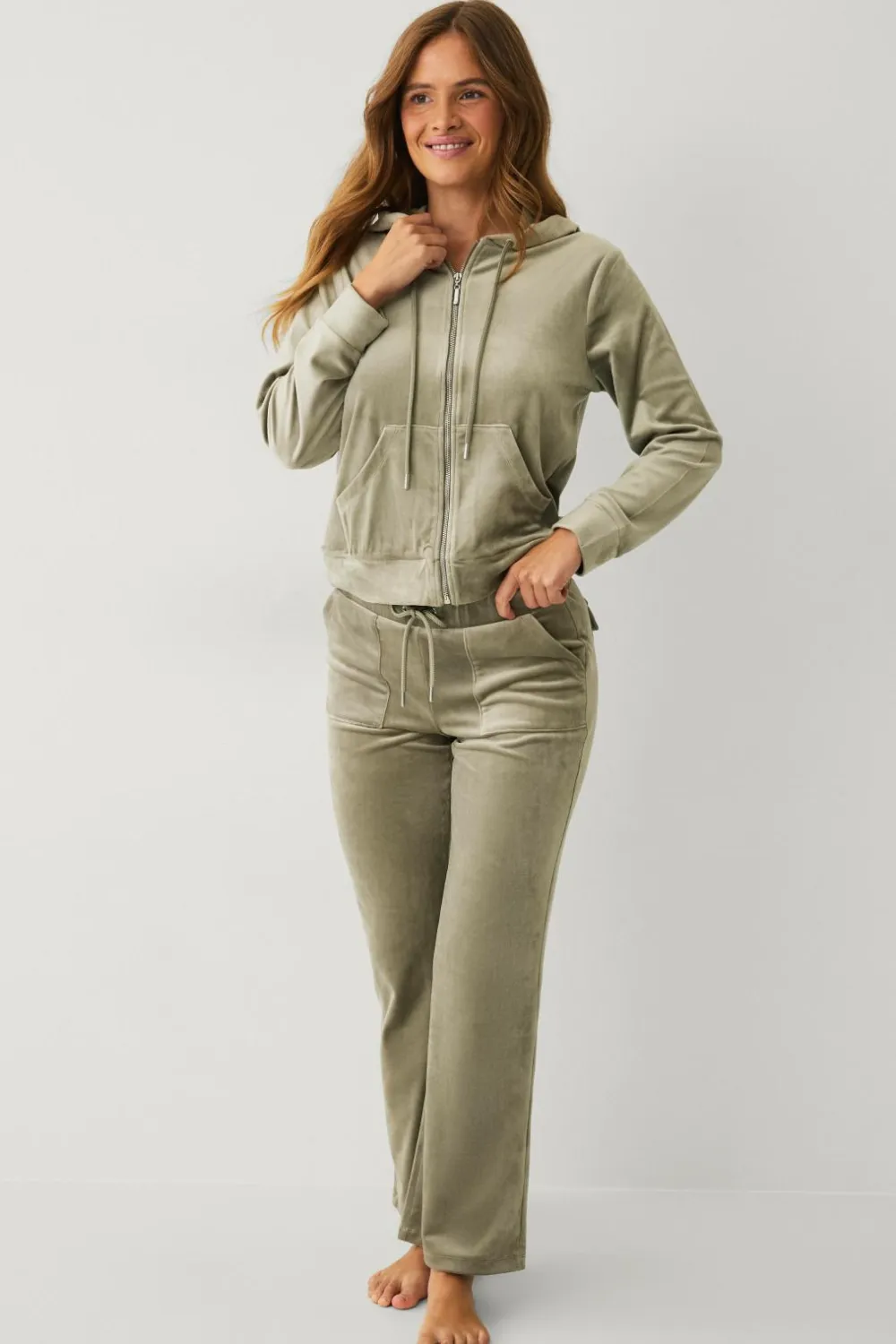 Ellos Loungewear & Homewear|Sweatshirts & Hoodies>Collection Hættetrøje i velour Grøn farve