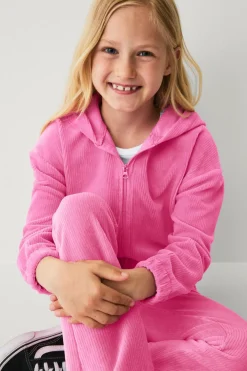 Ellos Collection Hættetrøje i velour rosa