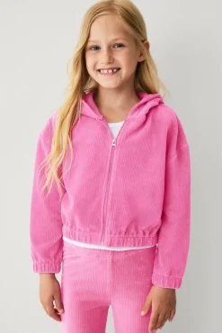 Ellos Collection Hættetrøje i velour rosa
