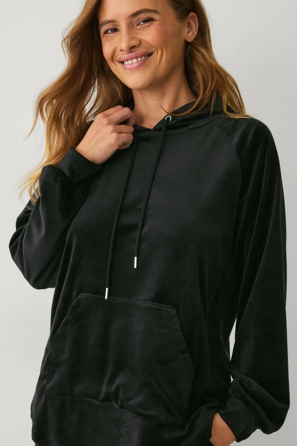Ellos Loungewear & Homewear|Sweatshirts & Hoodies>Collection Hættetrøje i velour Sort
