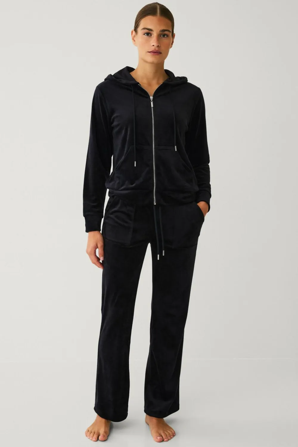 Ellos Loungewear & Homewear|Sweatshirts & Hoodies>Collection Hættetrøje i velour Sort