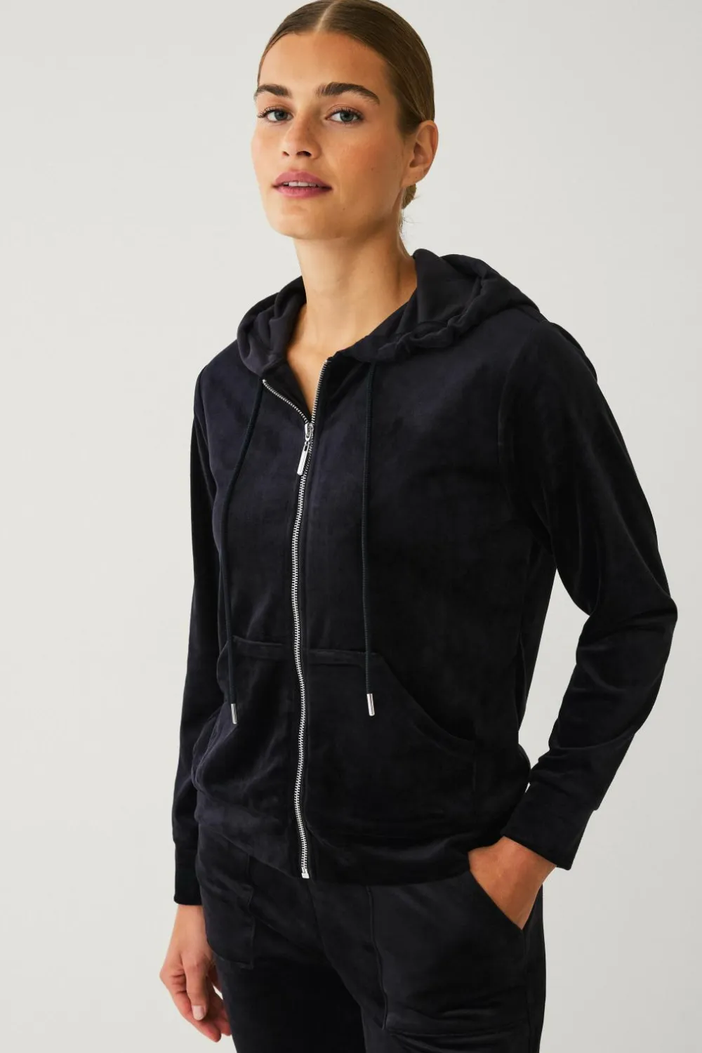 Ellos Loungewear & Homewear|Sweatshirts & Hoodies>Collection Hættetrøje i velour Sort