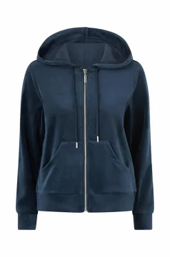 Ellos Collection Hættetrøje i velour Marineblå Online