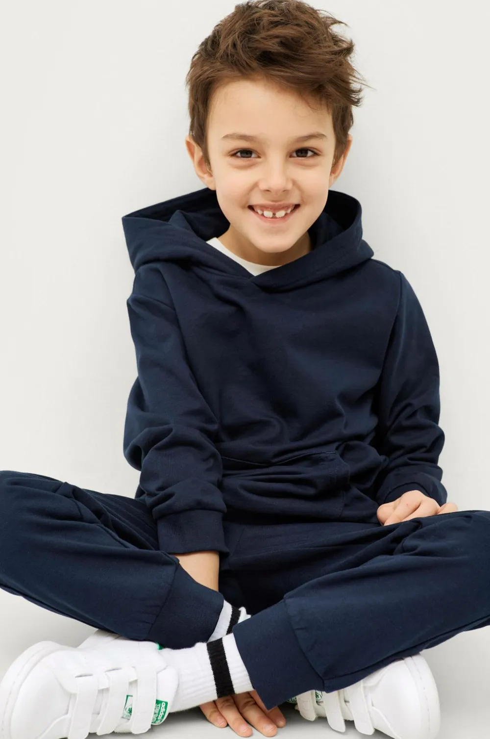 Ellos Basistøj>Collection Hættetrøje Basic Blue/misty grey