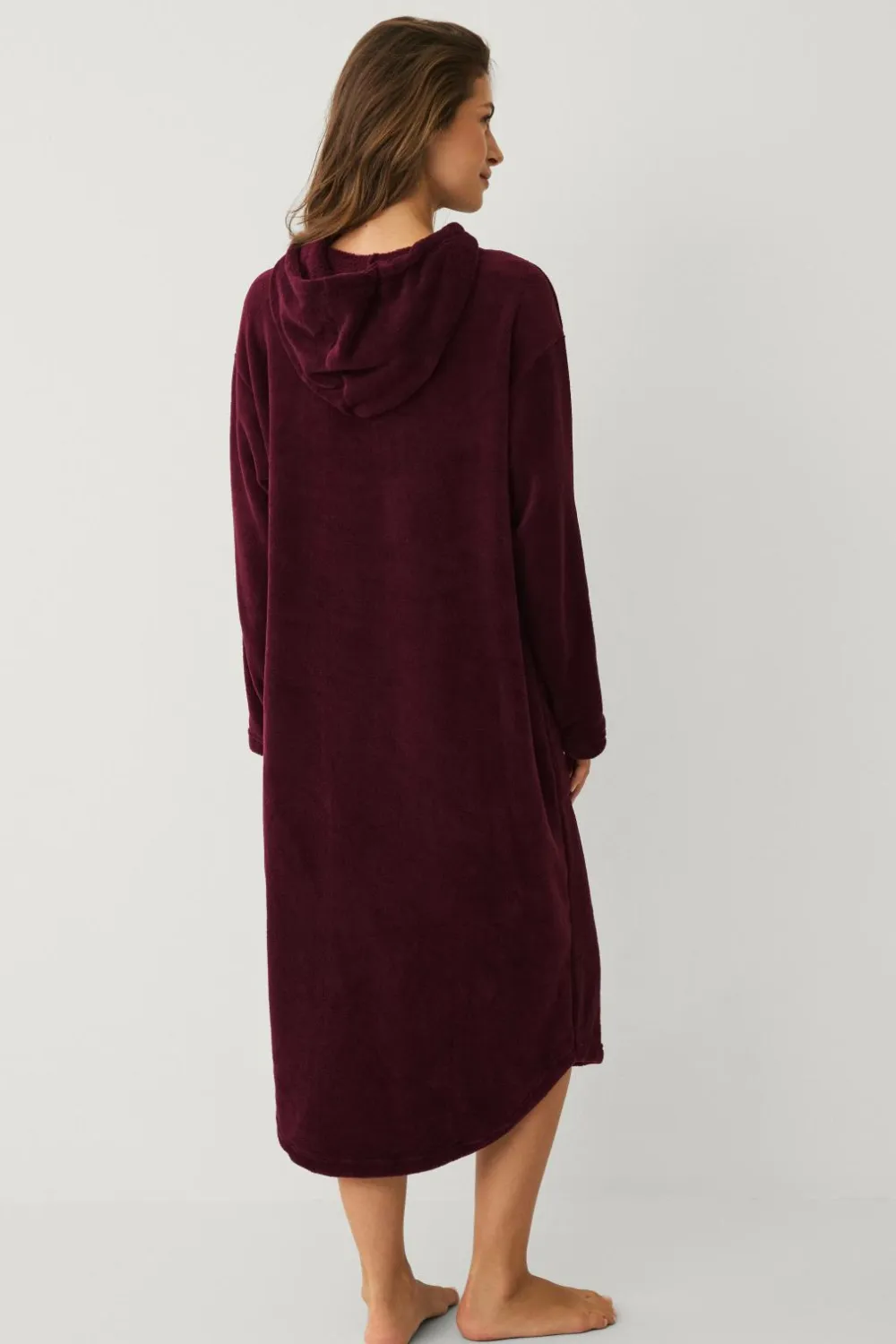 Ellos Collection Hyggelig kjole i fleece Mørkrød Online