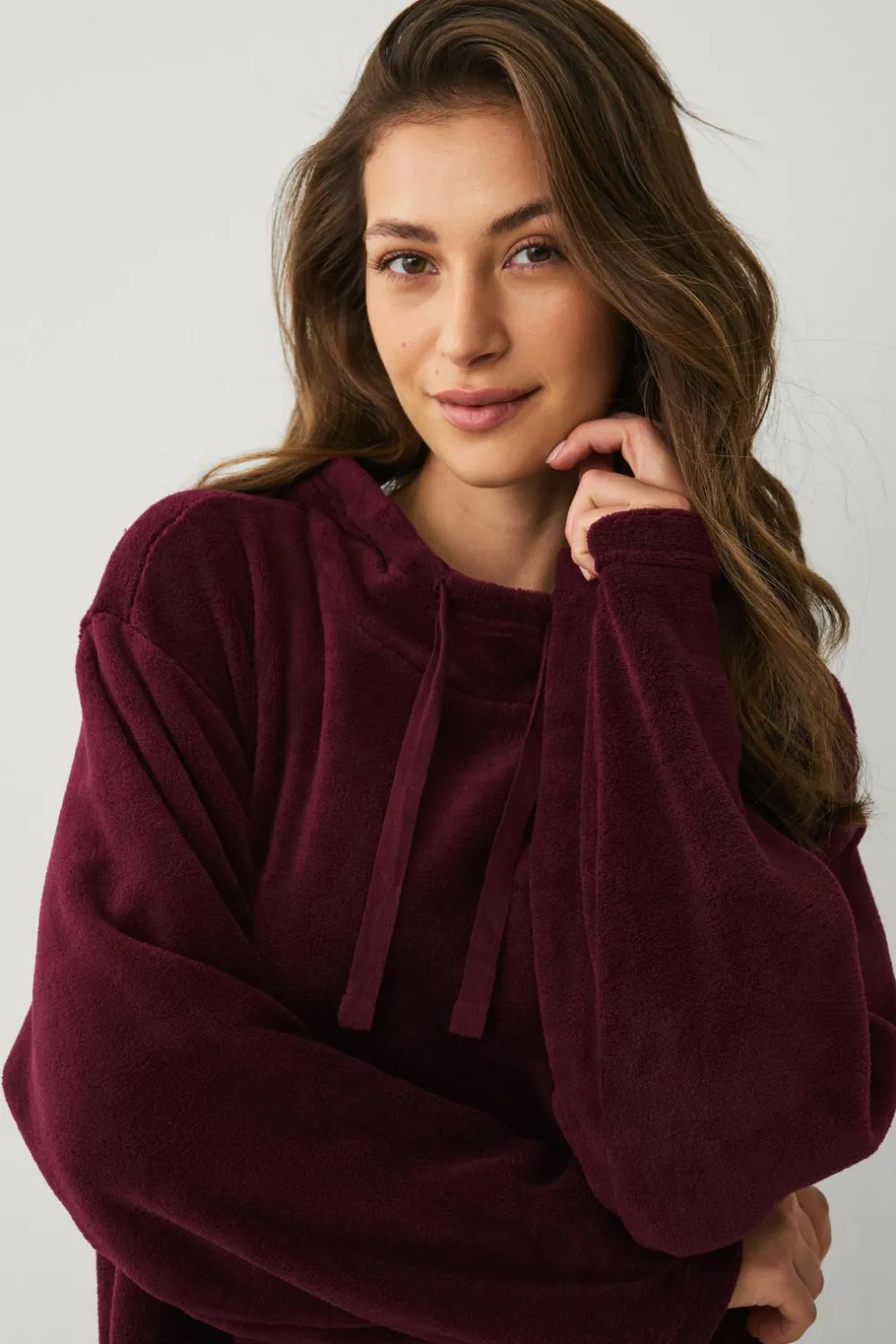 Ellos Collection Hyggelig kjole i fleece Mørkrød Online