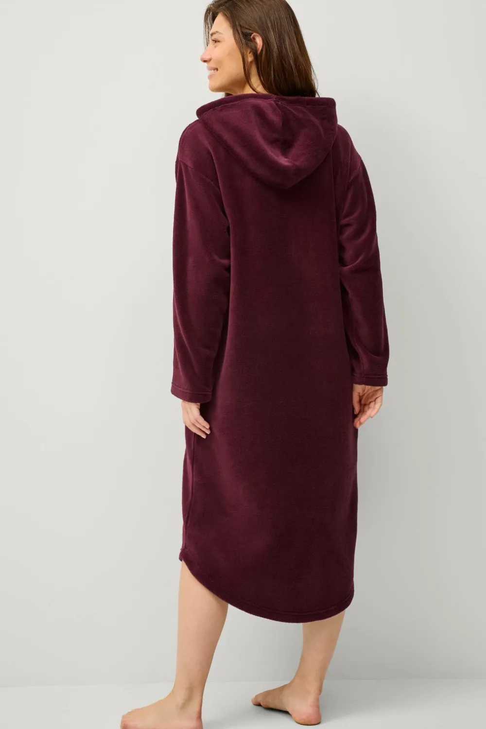 Ellos Loungewear & Homewear>Collection Hyggelig kjole i fleece Mørkerød