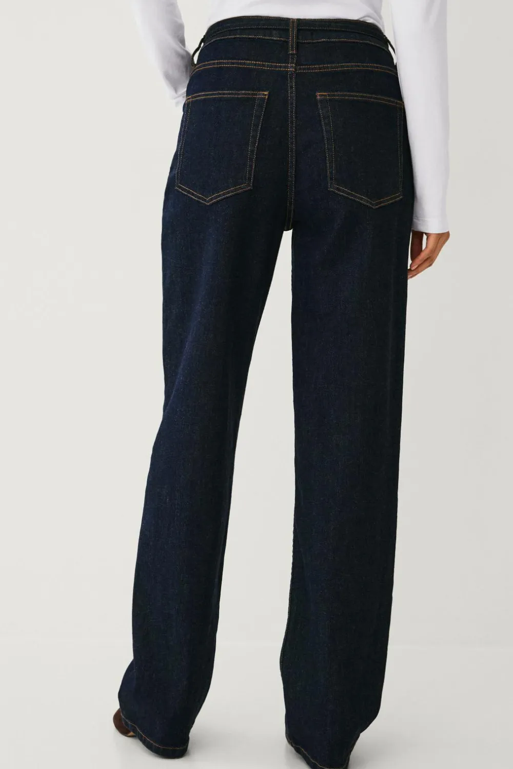 Ellos Collection Jeans med brede ben og bindebånd i taljen Skyllingvask Discount