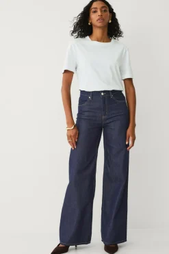 Ellos Jeans>Collection Jeans med brede ben og høj talje Mørkeblå