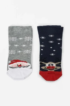 Ellos Collection Julestrømper 2-pak Blå + grå Discount
