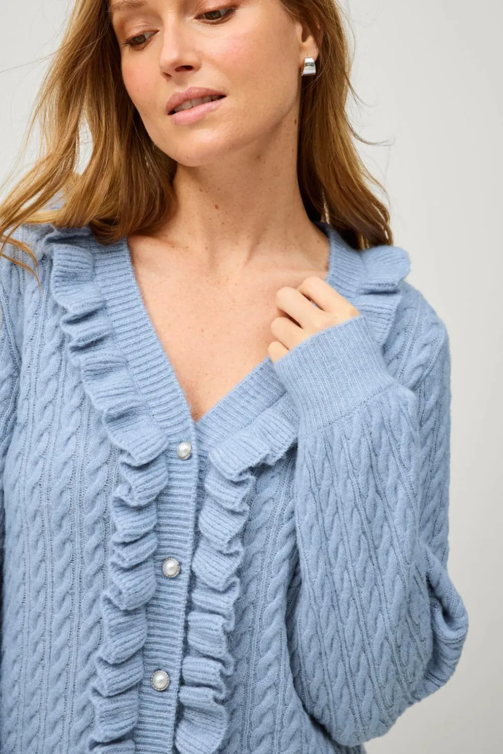 Ellos Trøjer & Cardigans>Collection Kabelstrikket cardigan Blå
