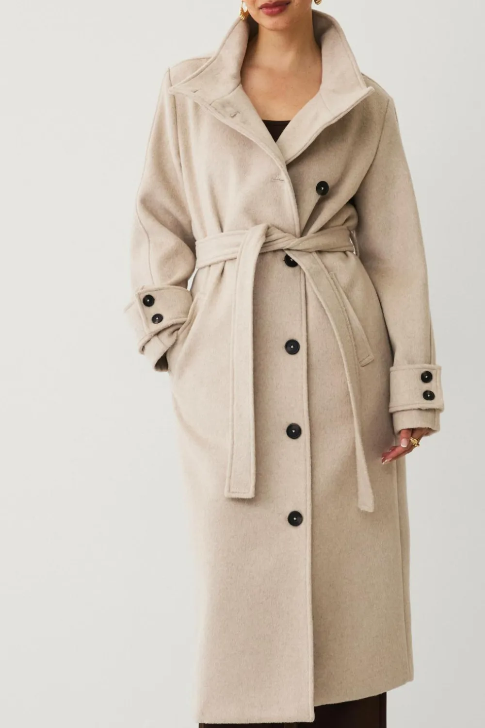 Ellos Collection Kappe med bælte Beige melange New
