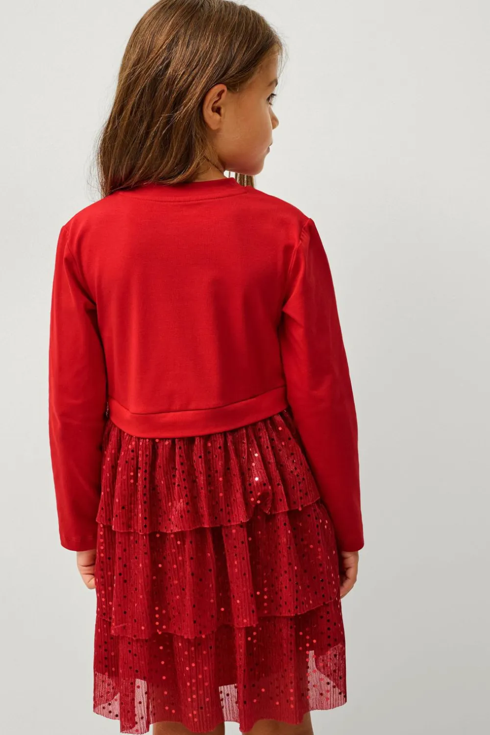 Ellos Festtøj|Kjoler>Collection Kjole Elsa Rød med glitter nederdel