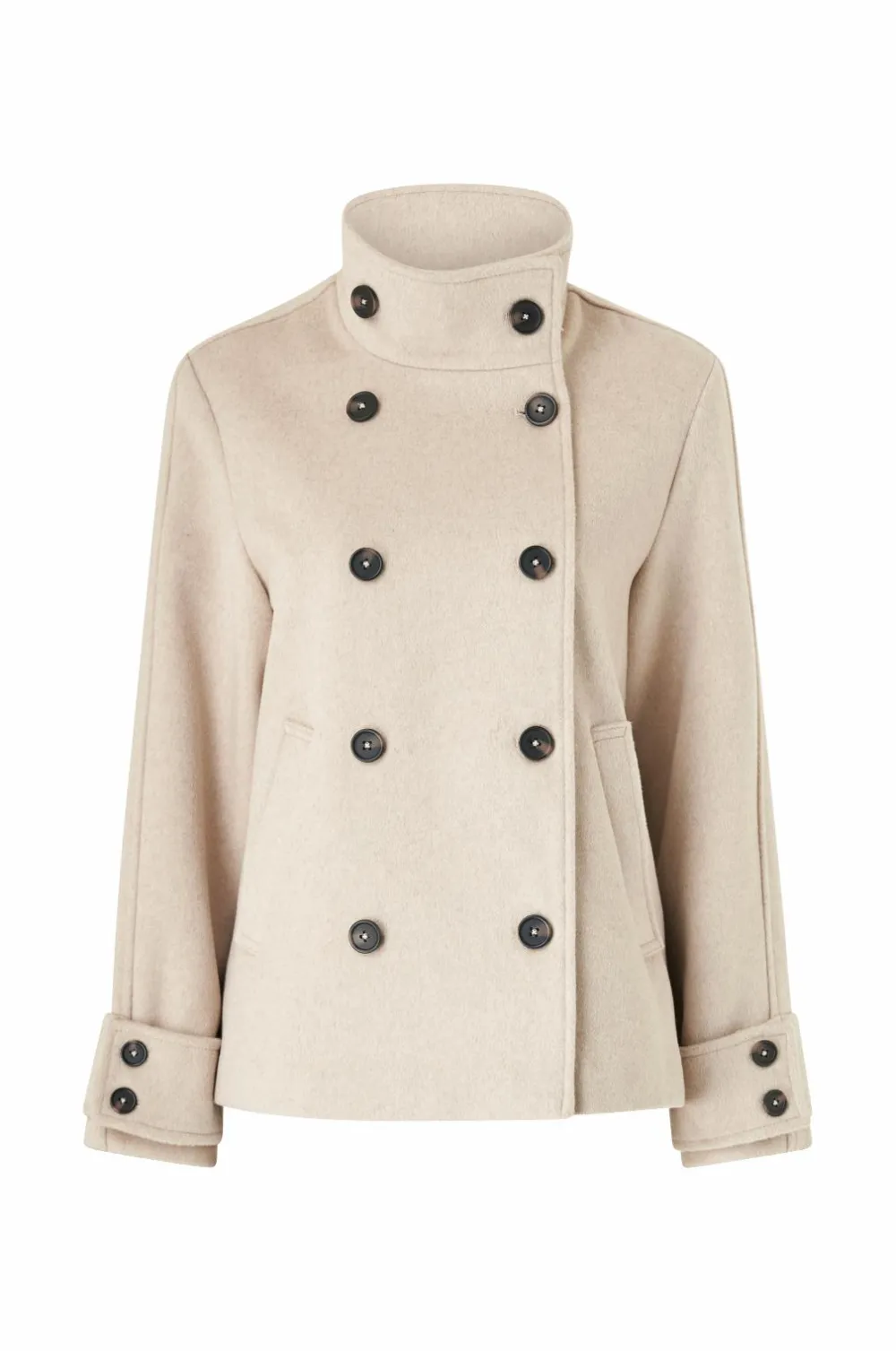 Ellos Jakker & Frakker>Collection Kort dobbeltradet frakke lyse beige