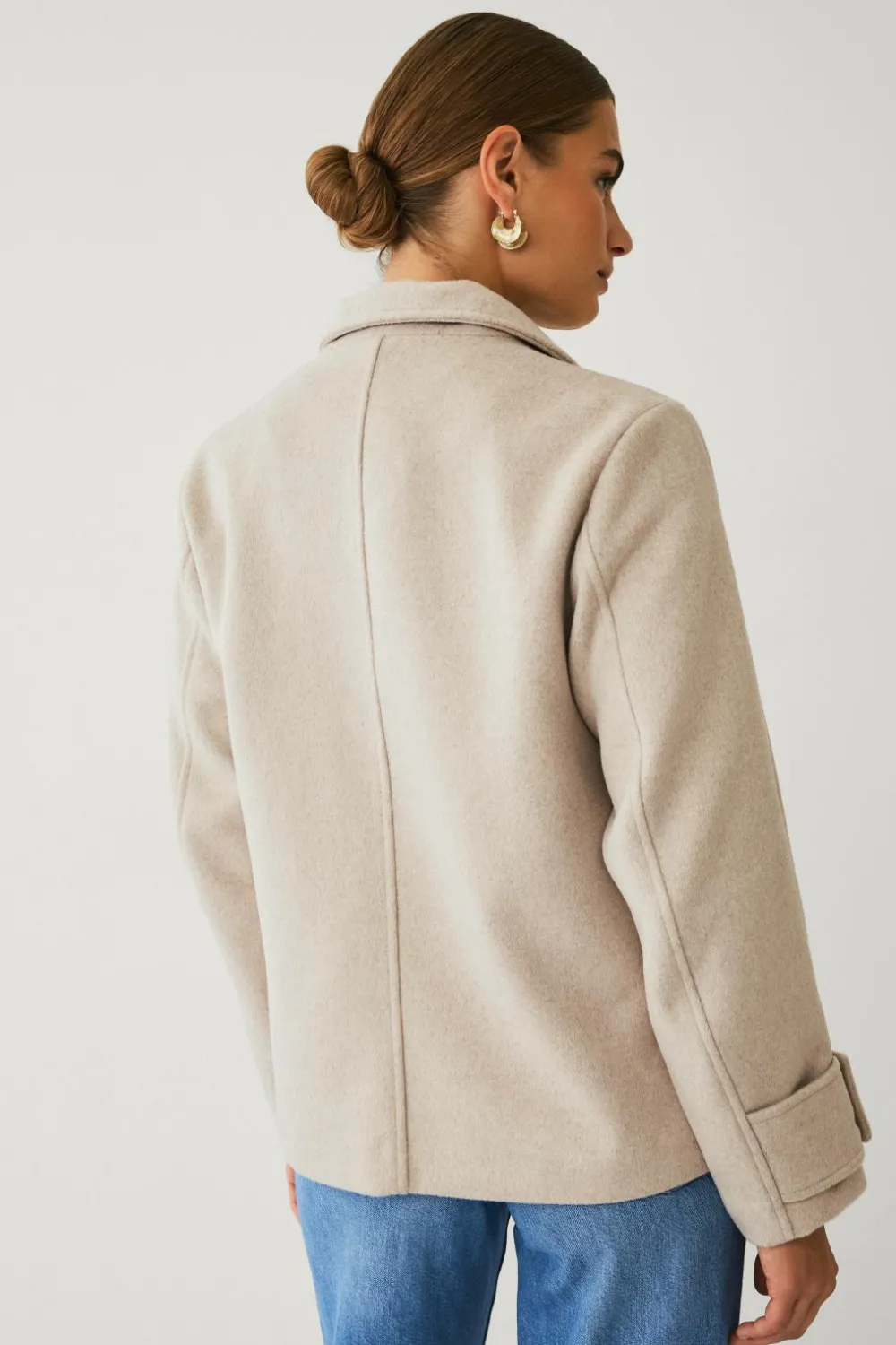 Ellos Jakker & Frakker>Collection Kort dobbeltradet frakke lyse beige
