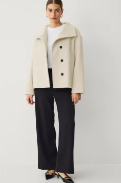 Ellos Collection Kort frakke med høj krave Beige Discount