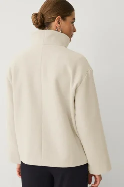 Ellos Collection Kort frakke med høj krave Beige Discount