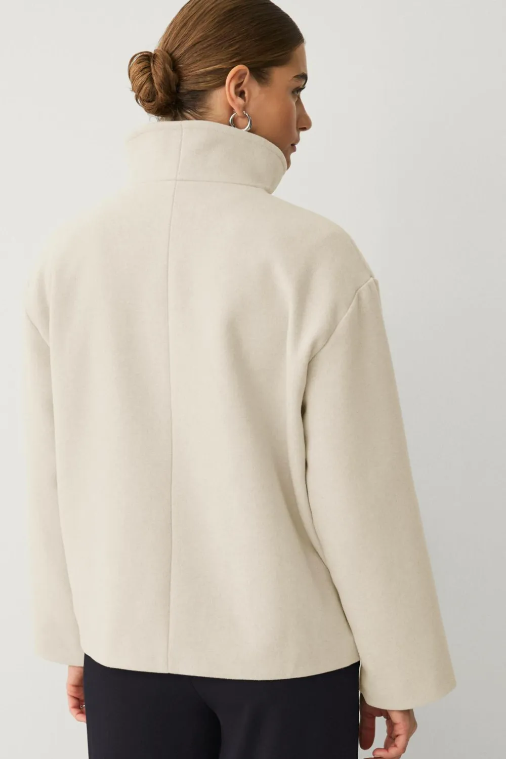 Ellos Collection Kort frakke med høj krave Beige Discount