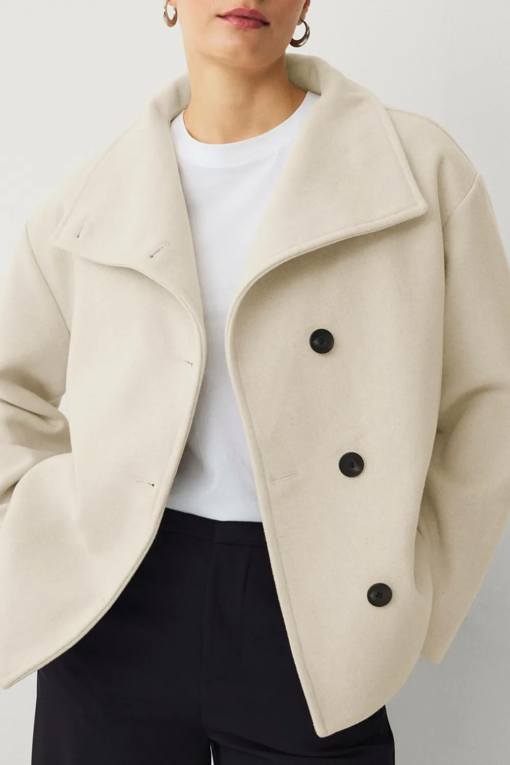 Ellos Collection Kort frakke med høj krave Beige Discount