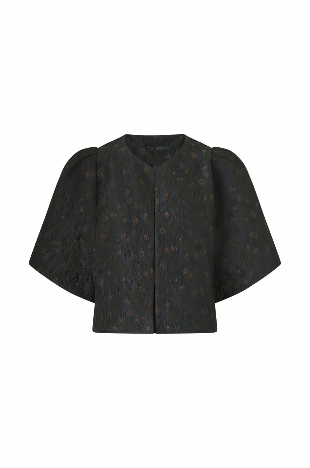 Ellos Blazere & Veste>Collection Kort blusejakke med blomstermønster mørkebrun aop