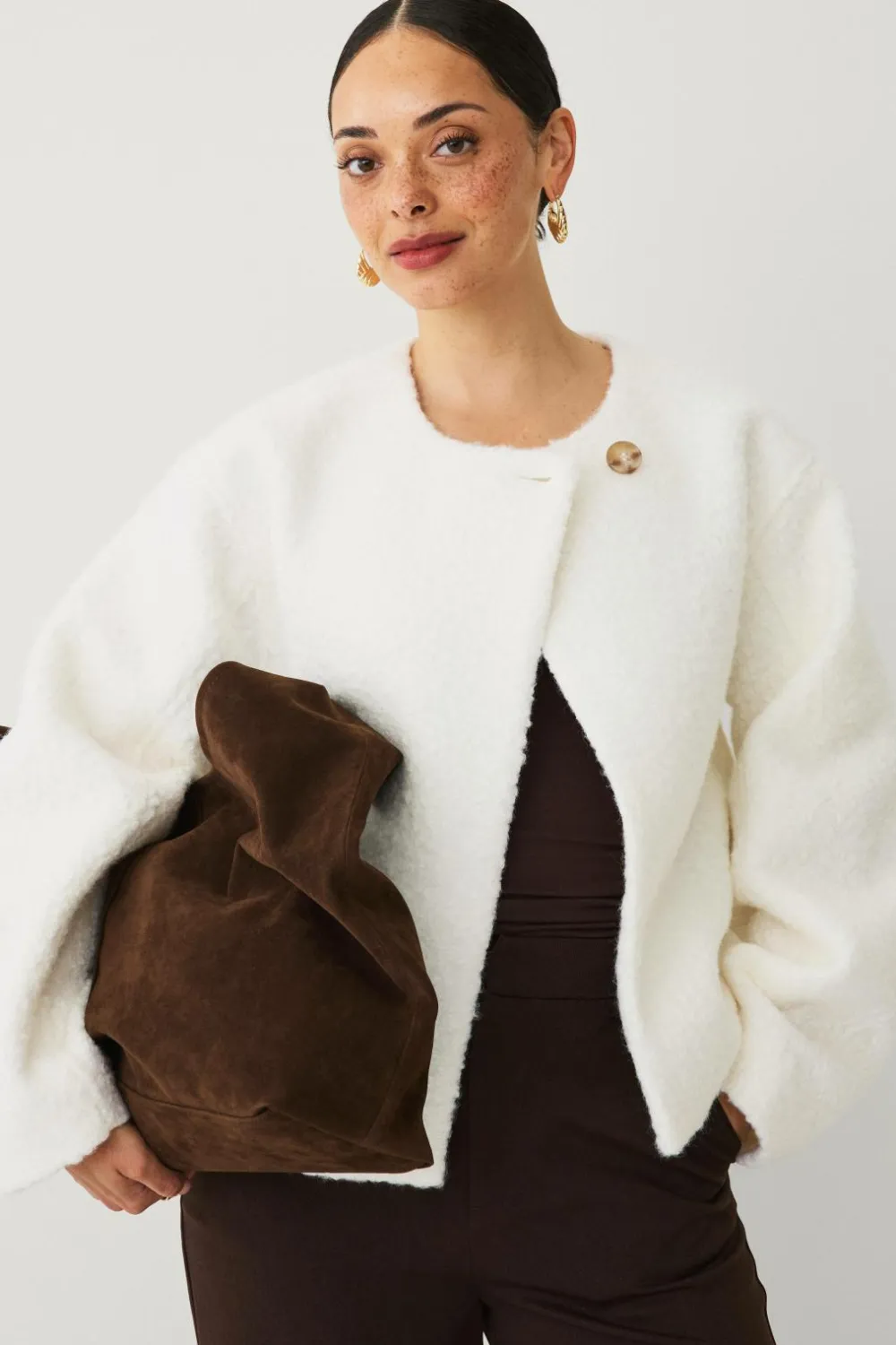Ellos Collection Kort jakke med struktur creme Clearance