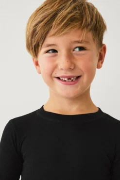 Ellos Collection Langærmet trøje med undertøj Sort Clearance